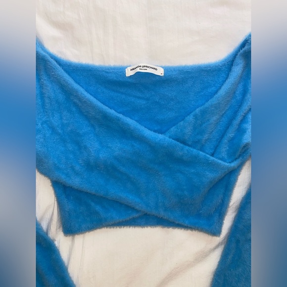 Amanda Uprichard Blue Wrap Sweater - Picture 3 of 7